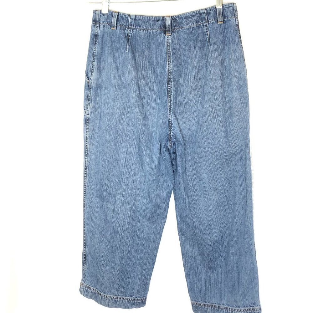 Jones Sport Capri Jeans High Rise Wide Leg Side Pockets Medium Wash Size 10 - Picture 2 of 8